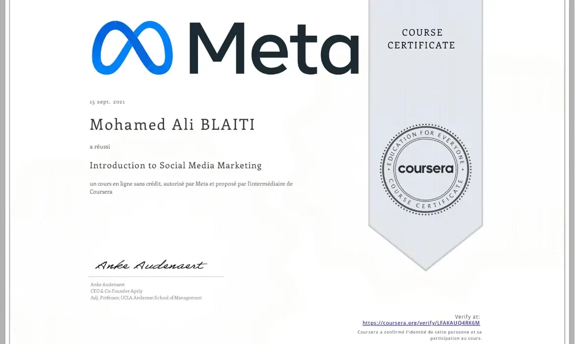 Certificat Meta - Mohamed Ali Blaiti