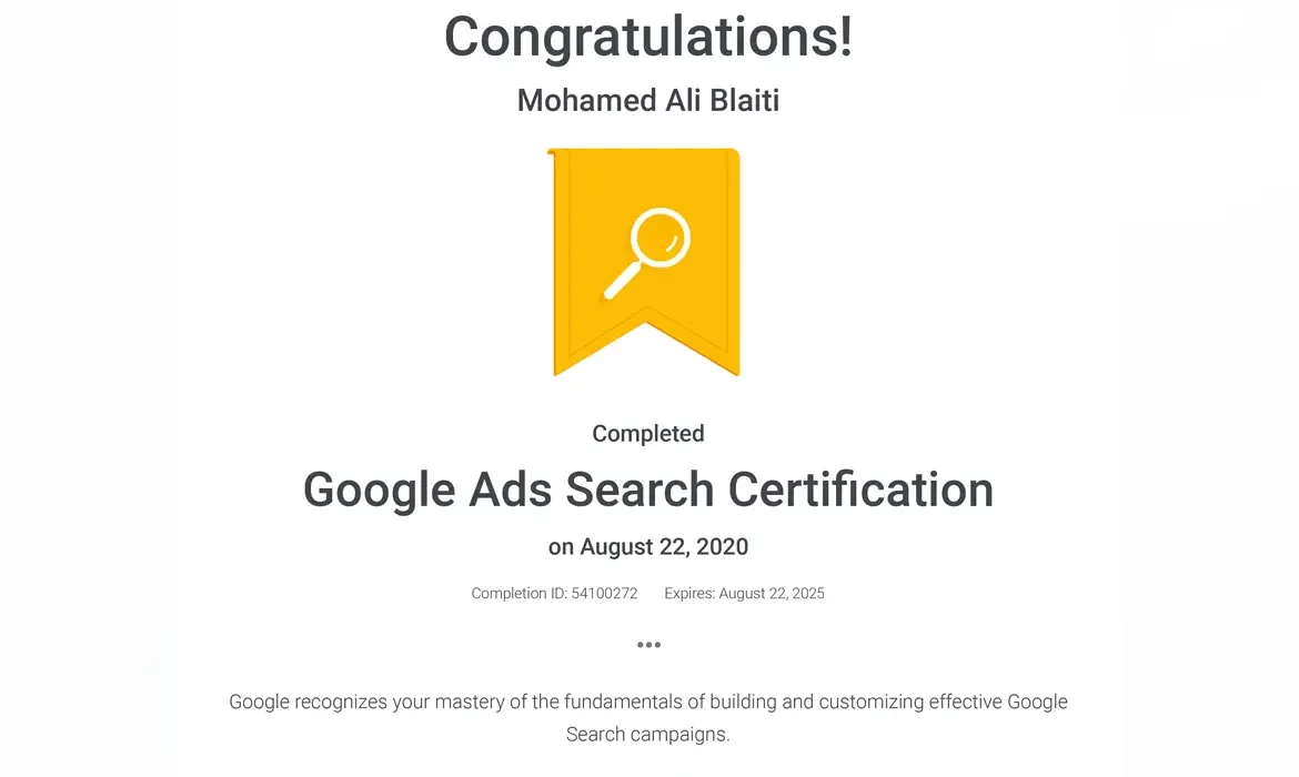 Certificat Google 3 - Mohamed Ali Blaiti