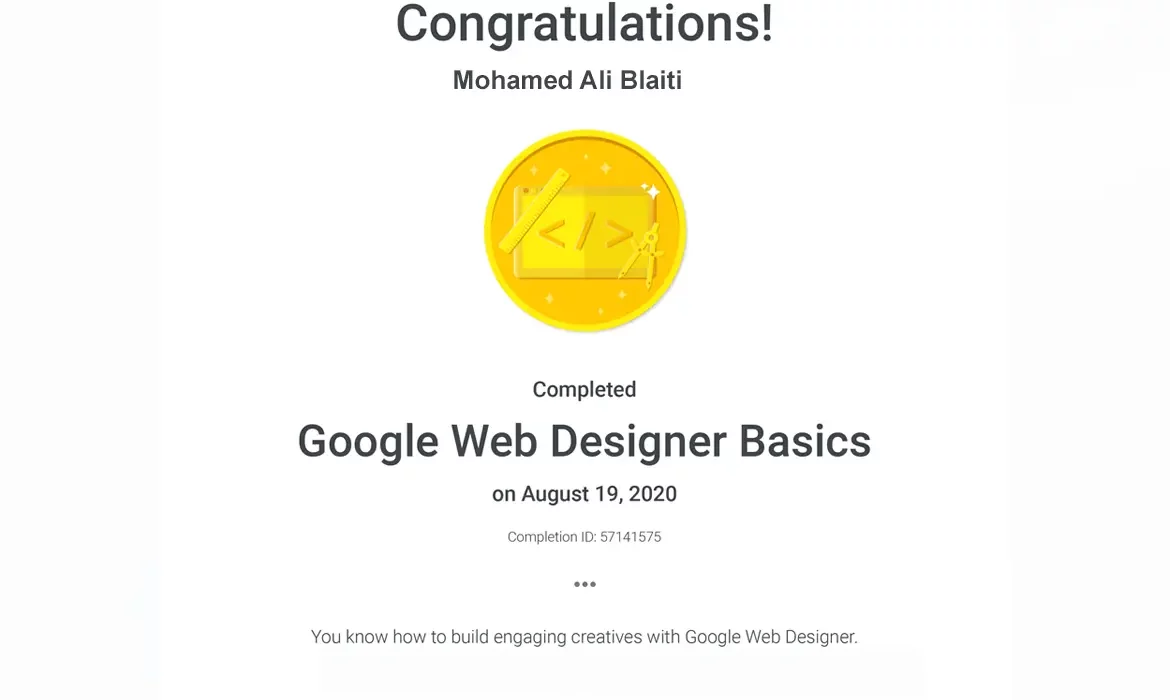 Certificat Google 2 - Mohamed Ali Blaiti